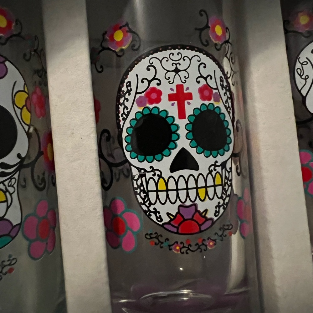 Colorful Sugar Skull Shooter Glass Set